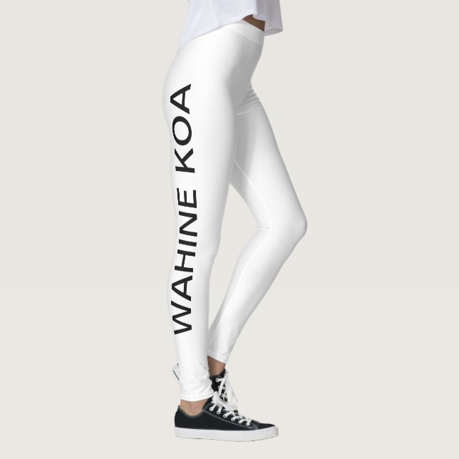 Na Wahine Koa Leggings (negro sobre blanco) (Derecha)