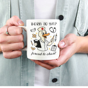 Nacida para ladrar obligada a trazar Taza de pato 