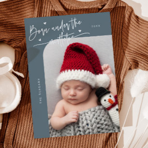 Nacido bajo el anuncio de Mistletoe Slate Blue Bir