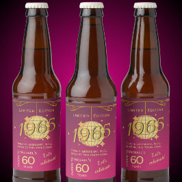 Nacido en 1965 Etiqueta de cerveza rosa de fiesta