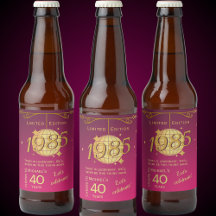 Nacido en 1985 Etiqueta de cerveza rosa fiesta de