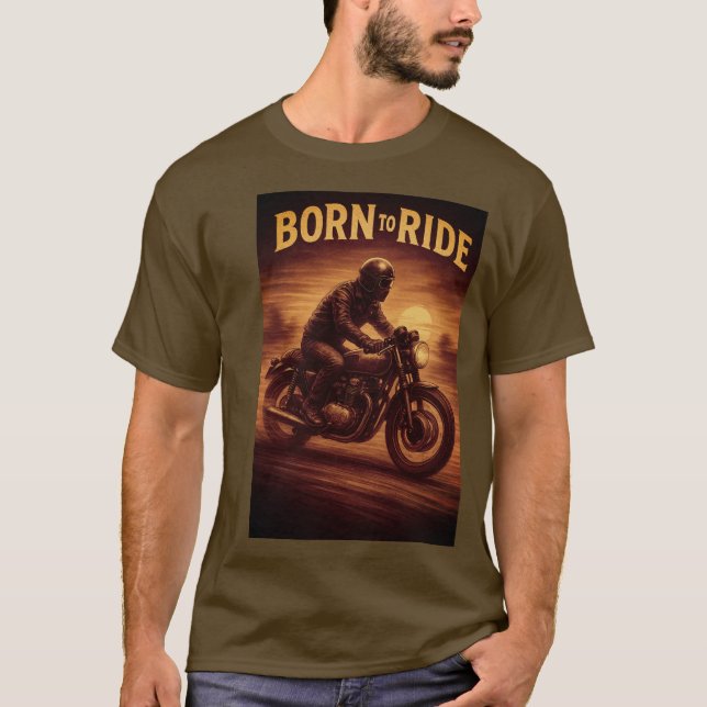 Nacido en bicicleta - Vieja motocicleta camiseta (Anverso)