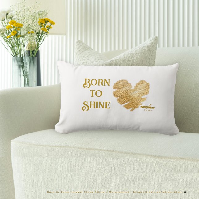 Nacido en Cojín decorativo blanco brillante (Born to Shine Pillow designd by Poet Adiela Akoo. Pair it with the pretty pouf, drawer knobs & more!)