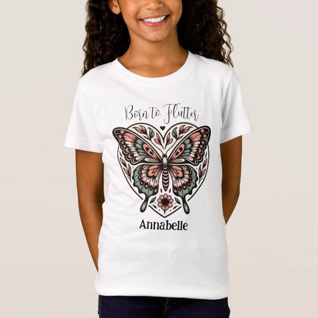 Nacido en la camiseta blanca de la mariposa del Bo (Anverso)