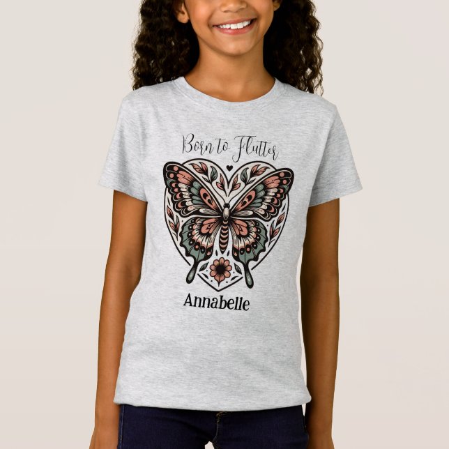 Nacido en la camiseta gris de Flutter Boho (Anverso)