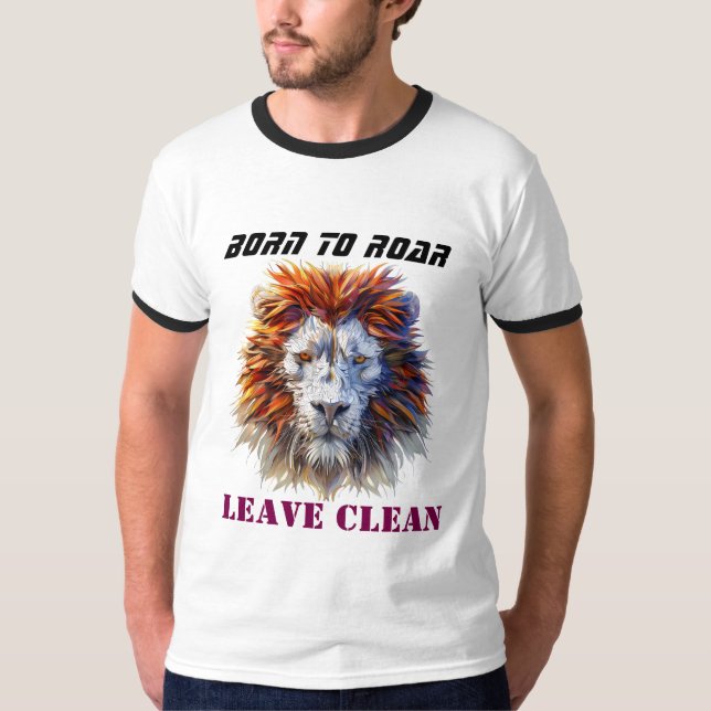 Nacido en rugido - Camiseta de cara de león (Anverso)