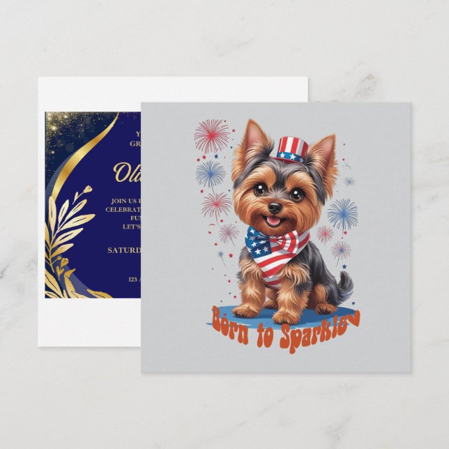 Nacido en Sparkle - Curte 4 de Julio Invitación Fi (Anverso / Reverso)