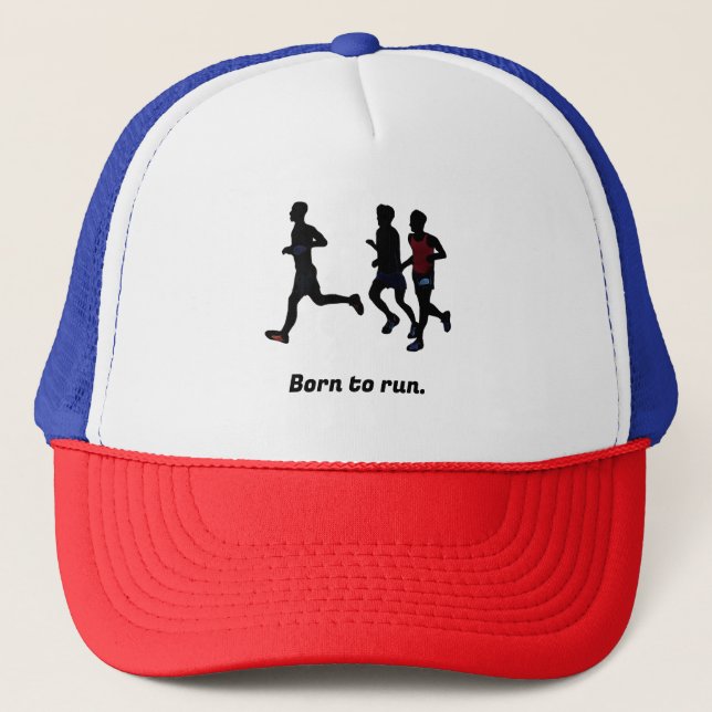 Nacido para correr, 3 corredores, gorras deportivo (Anverso)