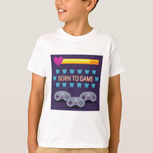 Nacido para Jugar - Camiseta de Arte Pixel Retro d