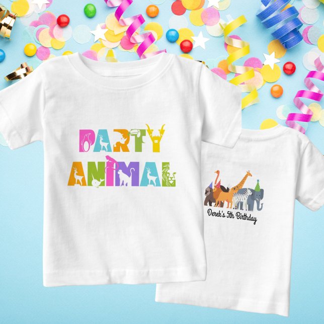 Nacimiento animal fiesta Camiseta Safari Zoológico (Party Animal First Birthday Shirt)