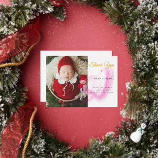 Nacimiento Anuncio Foto Muchacho Gracias, Tarjeta 