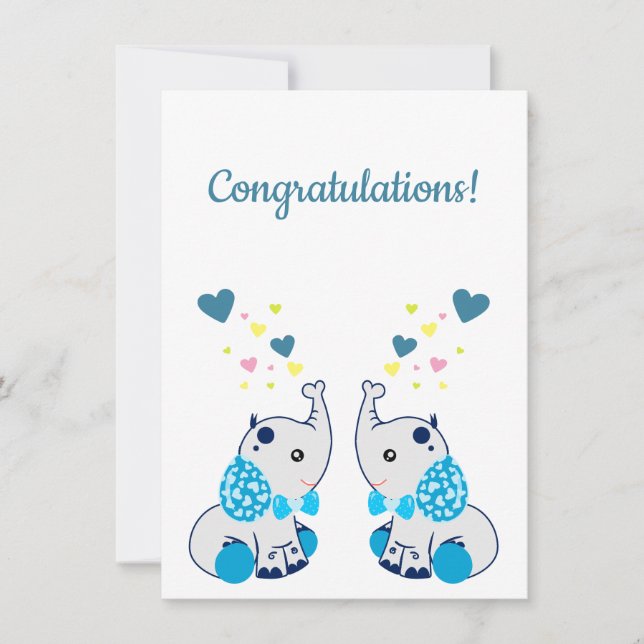 Nacimiento de gemelos, felicitaciones (Anverso)