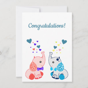 Nacimiento de gemelos, niño y Chica, felicitacione