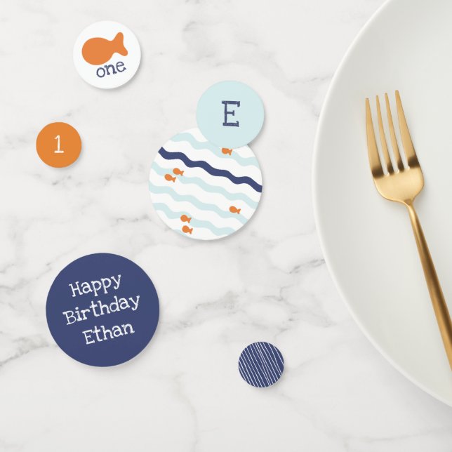 Nacimiento de pez dorado Naranja azul Confetti bla (Grupo)