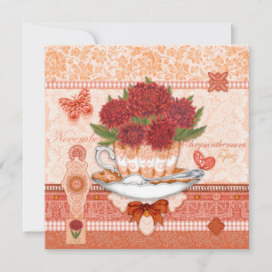 Nacimiento Flor y Gem Noviembre Tarjeta de Tacup