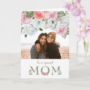 Nacimiento Mamá Personalizado Foto Tarjeta Flores 