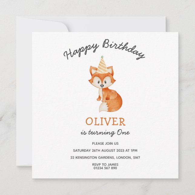 Nacimiento Minimalista moderno de Woodland Fox (Anverso)