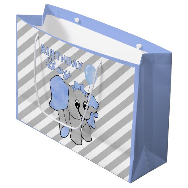 Nacimiento Niño Azul Bebé Elefante Gran Bolsa de R (Angulo Anverso)