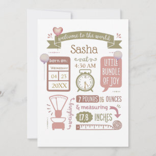 Nacimientos Nacidos Invitación Rosa