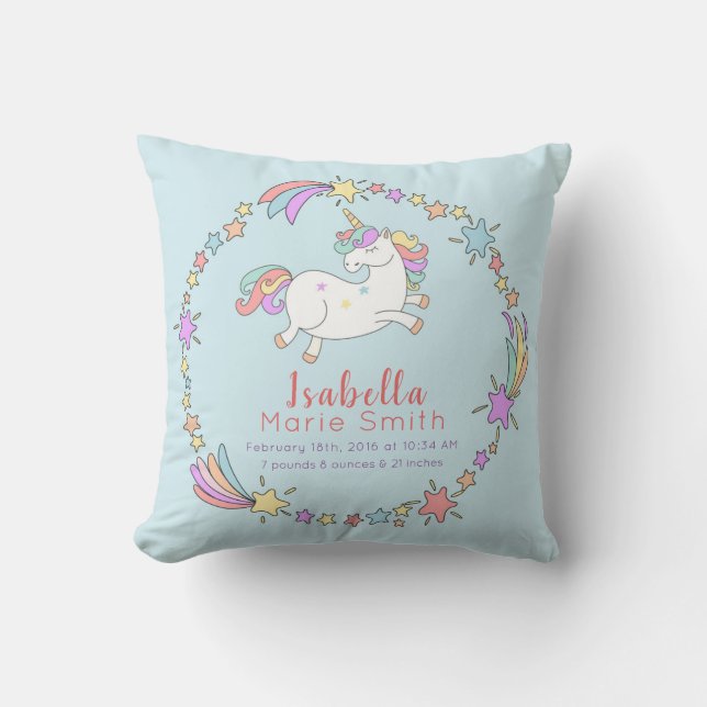 Nacimientos Unicornio: almohada de guardería (Anverso)