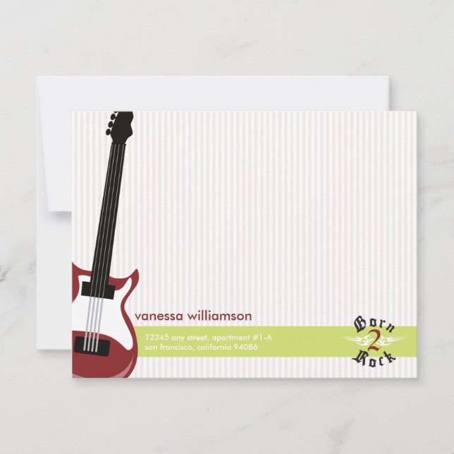 ¡Nació en Rock! Tarjetas de nota plana personaliza (Anverso)