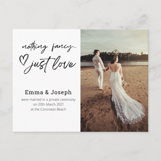 "Nada de fantasía sólo amor", foto postal de Boda (Anverso)