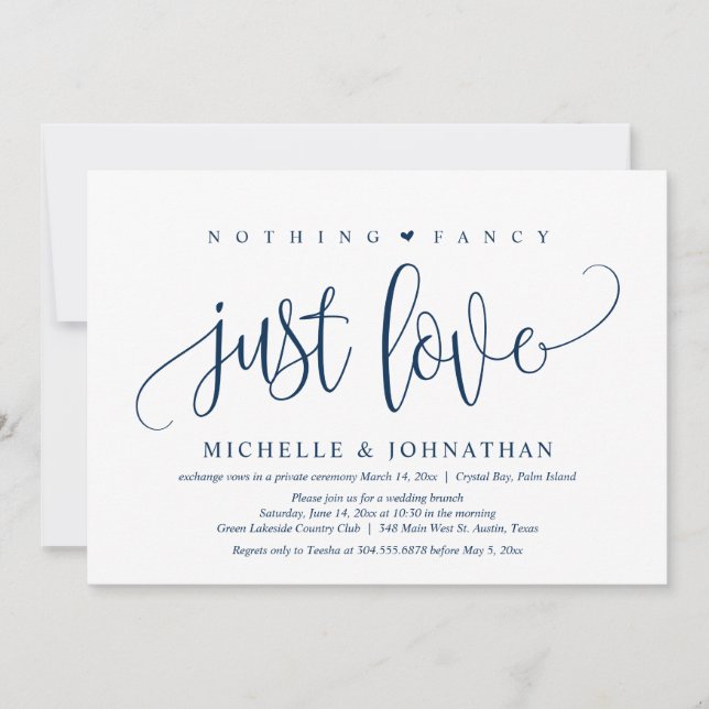 Nada Elegante, Solo Amor, Invitación de Boda Fugaz (Anverso)