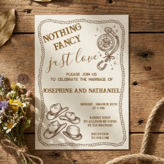 Nada Elegante Solo Amor Invitación de Boda Western