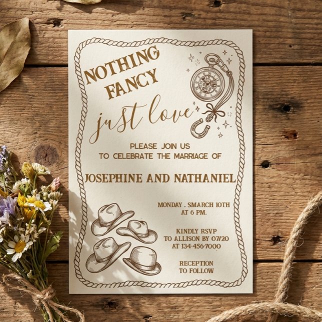 Nada Elegante Solo Amor Invitación de Boda Western (Subido por el creador)