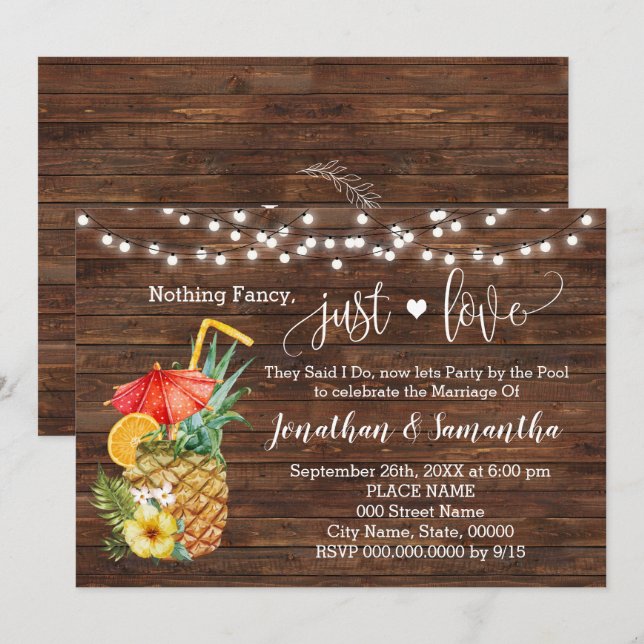 Nada elegante solo amor se escaparon Invitación de (Anverso / Reverso)