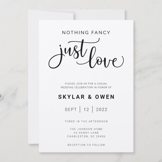 Nada Fancy Ama La Invitación A La Boda (Anverso)