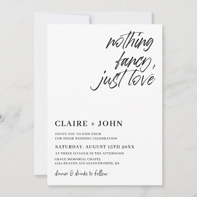 Nada Fancy Ama La Invitación A La Boda (Anverso)