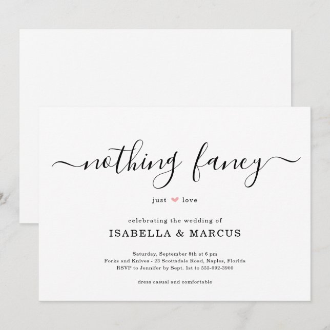Nada Fancy Ama La Invitación A La Boda (Anverso / Reverso)