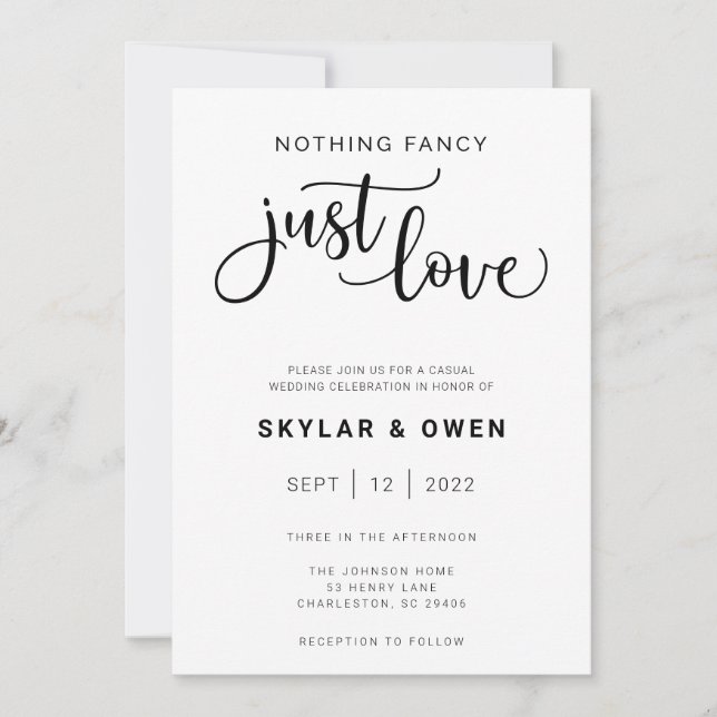 Nada Fancy Ama La Invitación A La Boda (Anverso)