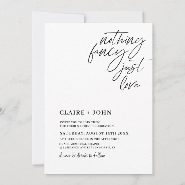 Nada Fancy Ama La Invitación A La Boda (Anverso)