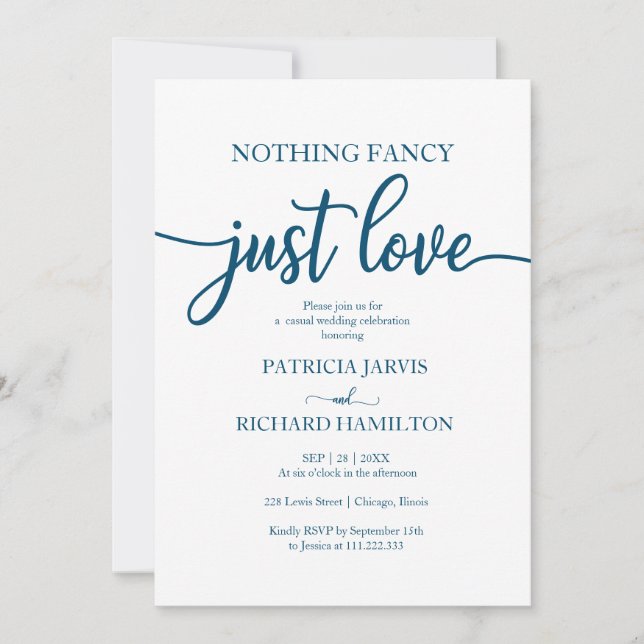 Nada Fancy Ama La Invitación A La Boda Casual (Anverso)