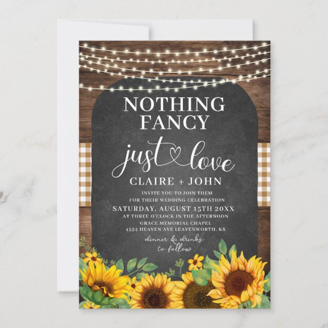 Nada Fancy Ama La Invitación A La Boda Rústica (Anverso)