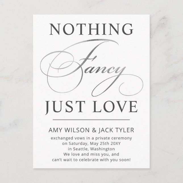 Nada Fancy Ama Solamente A Boda Invitación Postc (Anverso)