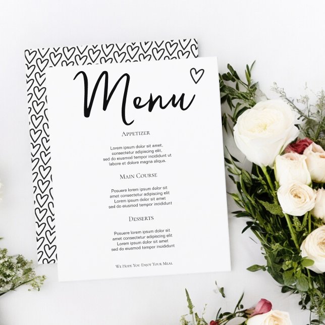 Nada Fancy Ama Solamente El Menú Boda Personalizad (Nothing Fancy Just Love Personalized Wedding Menus from Ricaso. Add your own text details)