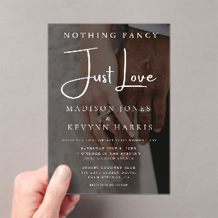 Nada Fancy Just Love Photo Wedding Invitación