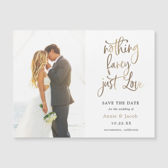 Nada Fancy Love Just Love Save the Date Magnet (Anverso)