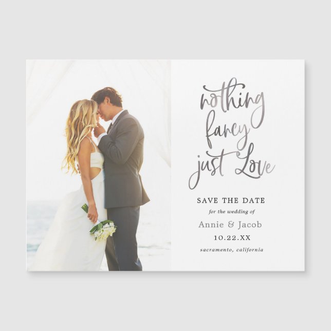 Nada Fancy Love Just Love Save the Date Magnet (Anverso)