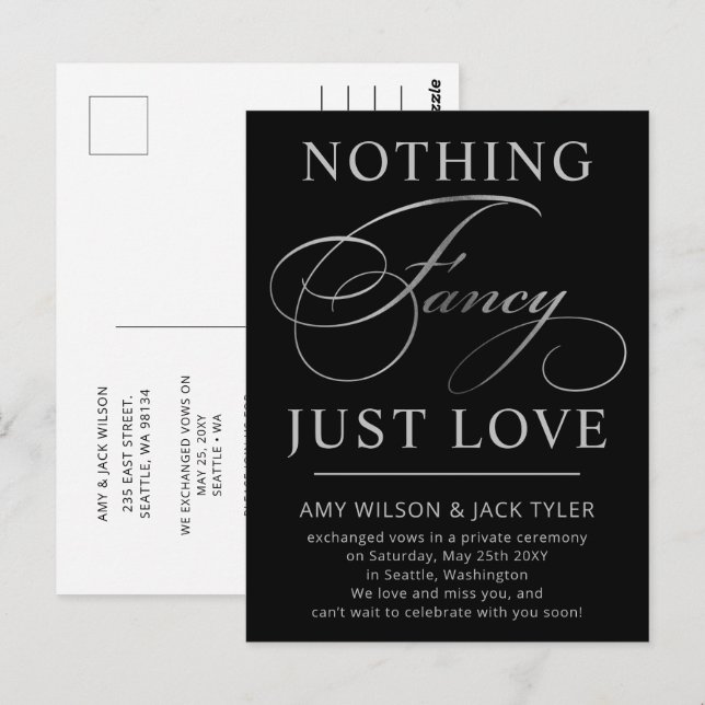 Nada Fancy Sólo Ama La Invitación Boda (Anverso / Reverso)