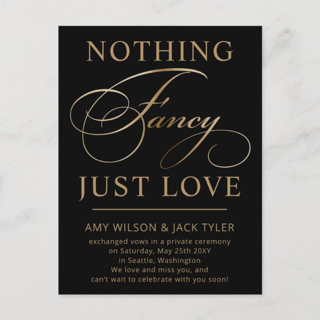 Nada Fancy Sólo Ama La Invitación Boda (Anverso)