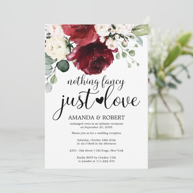 Nada Fancy Sólo Ama Las Invitaciones A La Boda (Anverso de pie)