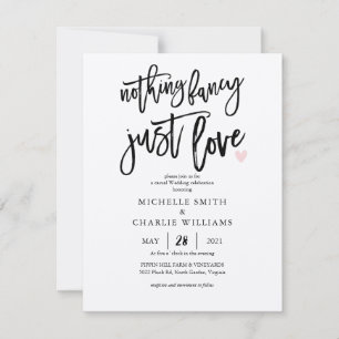 Nada lujoso, solo amor, invitación de boda informa