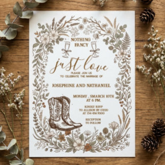 Nada Lujoso Solo Amor Invitación de Boda Western