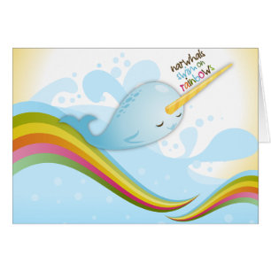 Nadada de Narwhals en tarjeta de los arco iris