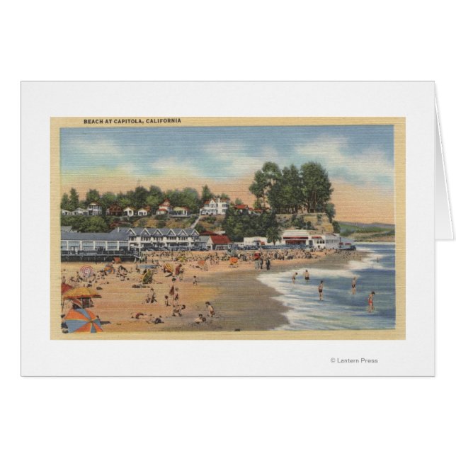 Nadadores y bañadores de sol en la playa (Anverso (Horizontal))