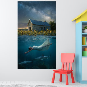 Nadando con tiburones en el arte surrealista de la